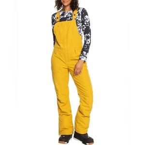NWT Large Roxy Rideout Snow Bib DryFlight Technology Honey/Yellow/Gold